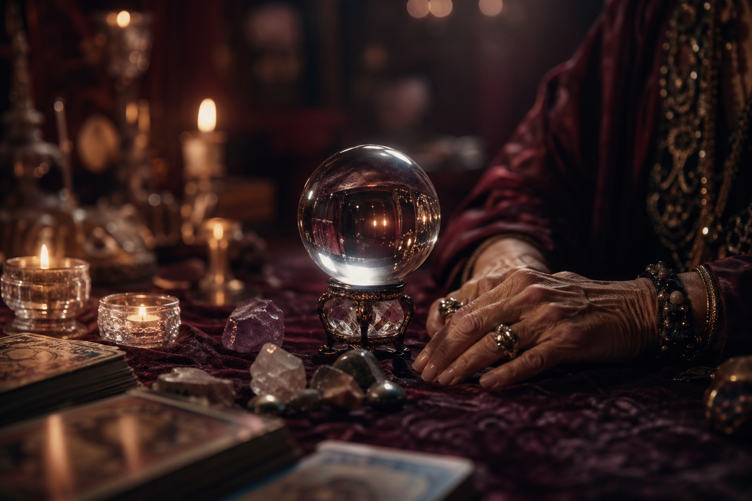 Psychic reading crystal and spiritual clarity visual