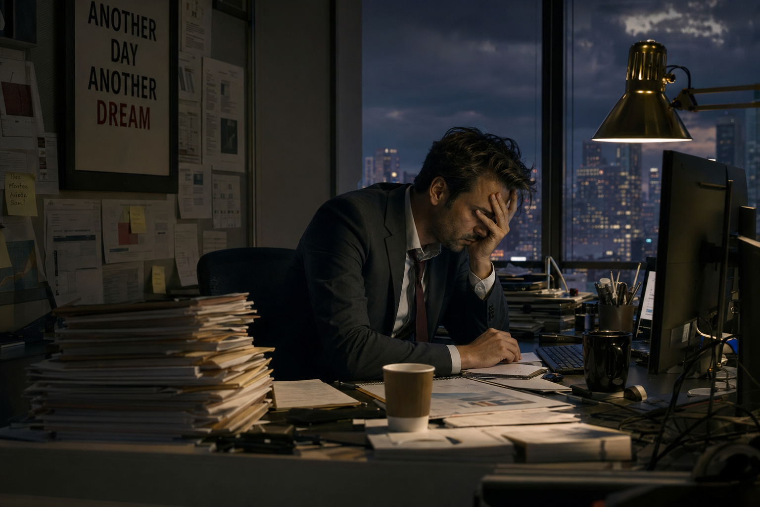 Sadness and stress in an office — unhappy at work